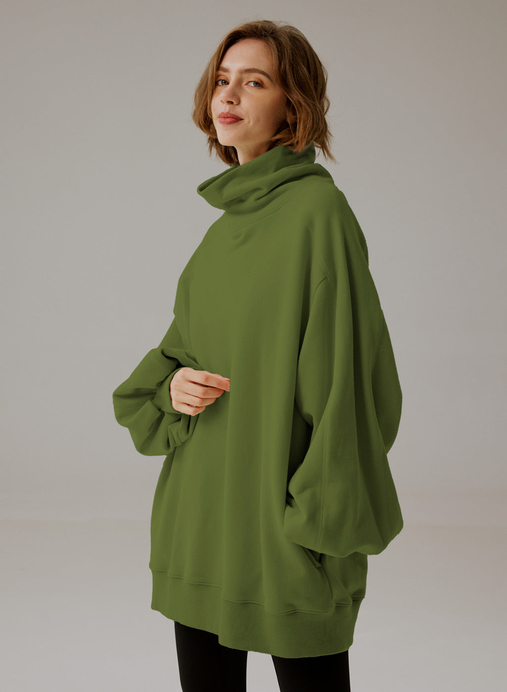 Oversized sweatshirt med rullkrage - Elegant komfort 