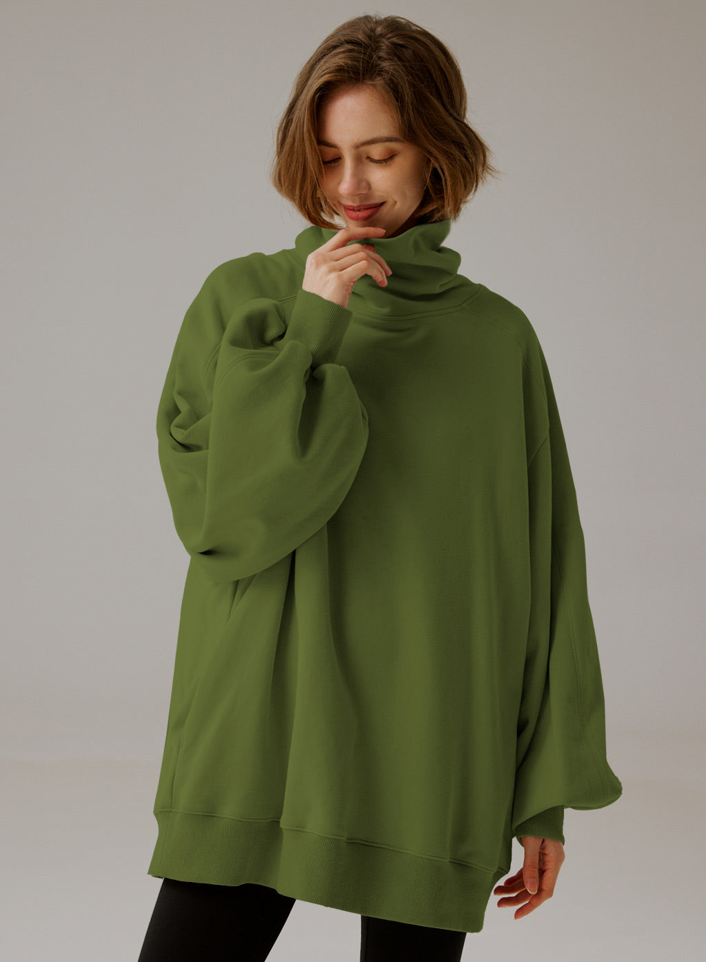 Oversized sweatshirt med rullkrage - Elegant komfort 